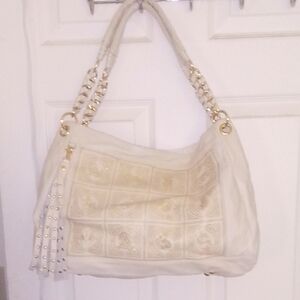 Sharif Cream and Gold Shoulder Bag